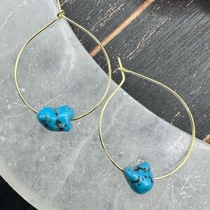 Wire hoops Alquimia Blue and Gold Earrings sleeping beauty turquoise